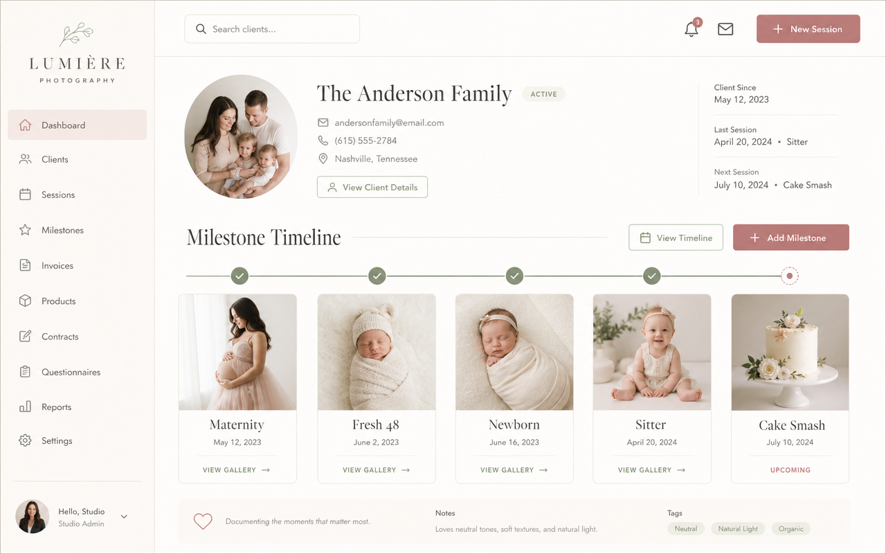 Rebook Baby milestone dashboard mockup